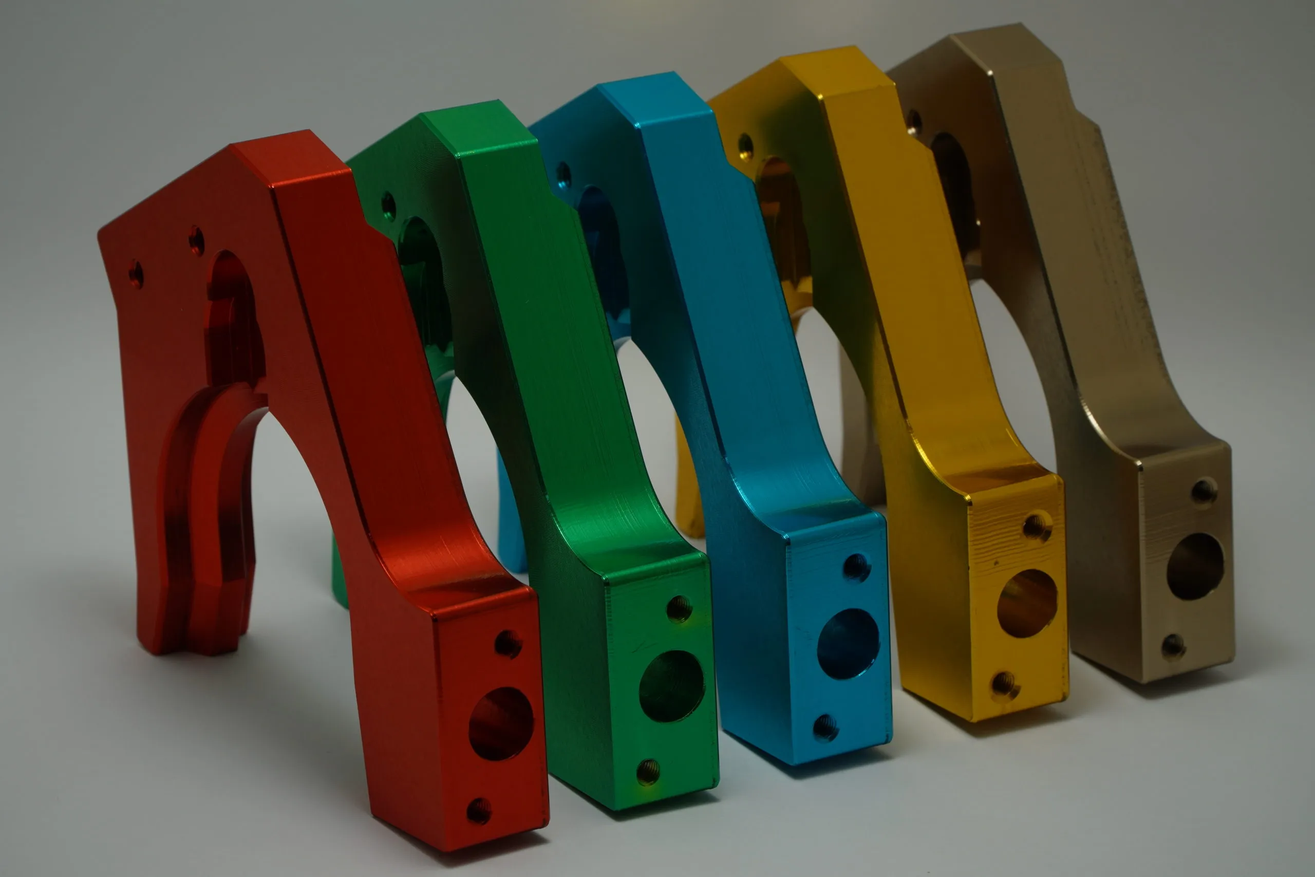 Anodized machined brackets in five colors