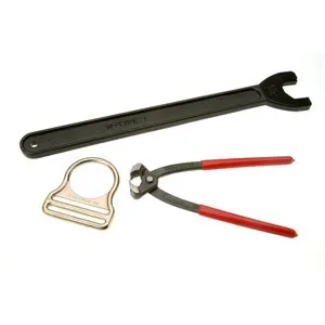 Forged hand tools: a wrench, a buckle and pliers