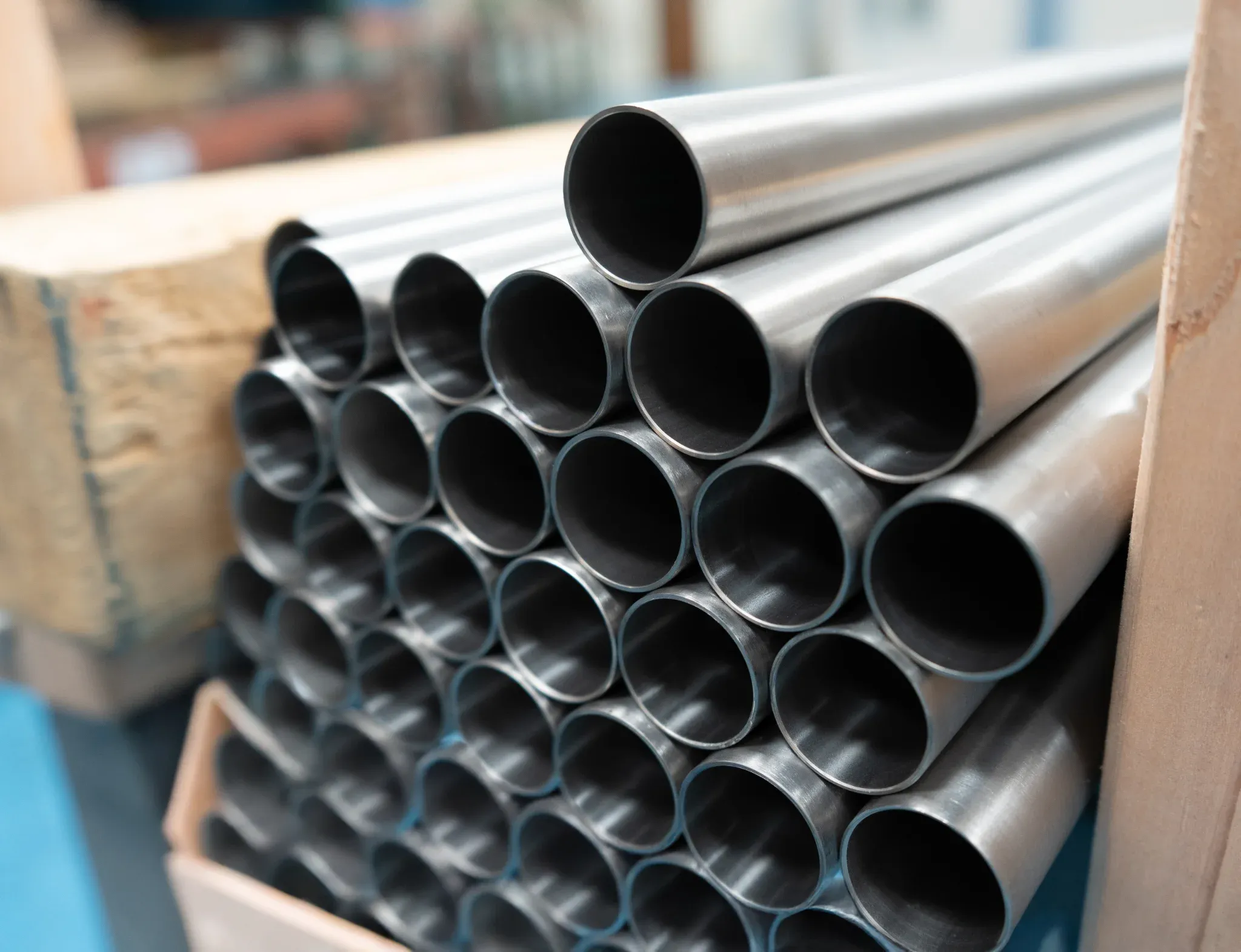 In-house photo of a pile of metal tubes