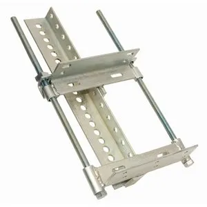 Slotted steel bracket assembly with threaded rods