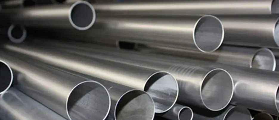 Stock photo of a pile of metal tubes